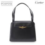新品同様 カルティエ Cartier サファイアライン ハンド バッグ レザー ネイビー ゴールド 金具 Sapphire Line Bag 90297035