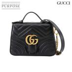 新品同様 グッチ GUCCI GGマーモント ミニ トップハンドル バッグ 2way ハンド ショルダー レザー ブラック 547260 90298022