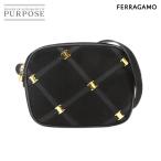 サルヴァトーレ フェラガモ Salvatore Ferragamo ヴァラ ショルダー バッグ スエード レザー ブラック Vara Bag 90298076