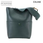 新品同様 セリーヌ CELINE サングル バケット ショルダー バッグ レザー アマゾン ダークグリーン ゴールド 金具 189593AH4 90298138