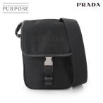 新品同様 プラダ PRADA ショルダー バッグ ナイロン サフィアーノレザー ブラック 2VD028 シルバー 金具 Shoulder Bag 90299262