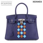 未使用 展示品 エルメス HERMES バーキン30 トレサージュ スイフト エプソン ブルーアンクル セレスト ゴールド ハンド バッグ 90299414