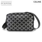 未使用 展示品 セリーヌ CELINE トリオンフ ホリゾンタル メッセンジャー ショルダー バッグ PVC レザー ブラック 90300589