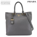 美品 プラダ PRADA 2way トート ショルダー バッグ レザー マルモ グレー ゴールド 金具 1BG865 Tote Shoulder Bag 90301503