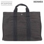 未使用 展示品 エルメス HERMES エールライン MM トート バッグ キャンバス グレー シルバー 金具 Herline Tote MM 90301596