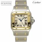カルティエ Cartier サントスガルベSM コンビ W20057C4 レディース 腕時計 デイト シルバー YG イエローゴールド 自動巻き Santos 90302303