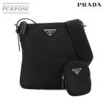 未使用 展示品 プラダ PRADA ショルダー バッグ ナイロン サフィアーノレザー ネロ 2VH124 シルバー 金具 ブラック Shoulder Bag 90302893