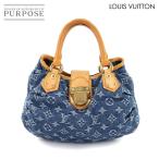 ショッピングヴィトン ルイ ヴィトン LOUIS VUITTON モノグラム デニム プリーティ ハンド バッグ キャンバス レザー ブルー ゴールド 金具 M95020 90303169