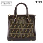 美品 フェンディ FENDI ズッカ ハンド バッグ キャンバス レザー ブラウン ゴールド 金具 ヴィンテージ Zucca Hand Bag 90303206