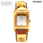 エルメス HERMES メドール ヴィンテージ レディース 腕時計 ピラミッド ゴールド スタッズ ホワイト ブラウン クォーツ Medor 90303292
