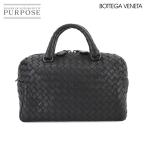 新品同様 ボッテガ ヴェネタ BOTTEGA VENETA イントレチャート ミニ ボストン バッグ レザー ブラック 428051 Mini Boston Bag 90304505