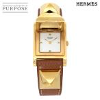 ショッピングスタッズ エルメス HERMES メドール ヴィンテージ レディース 腕時計 ピラミッド ゴールド スタッズ ホワイト ブラウン クォーツ Medor 90304930