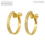 ショッピングダイヤ タサキ TASAKI ダイヤ 0.20ct×2 フープ イヤリング K18 YG イエローゴールド 750 パール 田崎真珠 Earrings 90305357