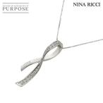 ショッピングダイヤ ニナリッチ NINA RICCI ダイヤ 0.13ct ネックレス 46cm リボンモチーフ K18 WG ホワイトゴールド 750 Diamond Necklace 90305491