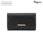 未使用 展示品 サルヴァトーレ フェラガモ Salvatore Ferragamo 6連 キーケース レザー ブラック ゴールド 金具 90305698