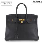 新品同様 エルメス HERMES バーキン35 アルデンヌ ブラック ハンド バッグ □F刻印 ゴールド 金具 Birkin 35 90306009