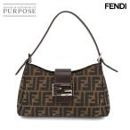 新品同様 フェンディ FENDI ズッカ ショルダー バッグ キャンバス レザー ブラウン 16115 シルバー 金具 90306143