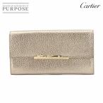 新品同様 カルティエ Cartier パンテール アールデコ 二つ折り 財布 レザー ブロンズ L3000969 ゴールド 金具 Panthere Wallet 90306160