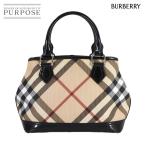 ショッピングBURBERRY 美品 バーバリー BURBERRY ノバチェック ハンド バッグ PVC パテントレザー ベージュ ブラック Hand Bag 90306189