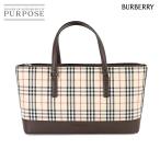 ショッピングBURBERRY 新品同様 バーバリー BURBERRY ノバチェック ハンド バッグ キャンバス レザー ベージュ ブラウン Hand Bag 90306195