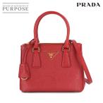 未使用 展示品 プラダ PRADA ガレリア ミニ 2way ハンド ショルダー バッグ サフィアーノレザー レッド 1BA906 90306337