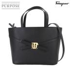 未使用 展示品 サルヴァトーレ フェラガモ Salvatore Ferragamo ヴァラ トート バッグ レザー ブラック ゴールド 金具 90306450