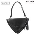 ショッピングプラダ 新品同様 プラダ PRADA トライアングル 2way ハンド ショルダー バッグ レザー ブラック 1BA315 パデット シルバー 金具 90307152