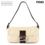 フェンディ FENDI ズッカ マンマバゲット ショルダー バッグ キャンバス レザー ベージュ ブラウン 26424 シルバー 金具 90307159