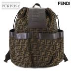 新品同様 フェンディ FENDI ズッカ バックパック リュックサック キャンバス レザー ブラウン ブラック 7VZ056 シルバー 金具 90307845