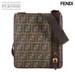 フェンディ FENDI ズッカ ショルダー メッセンジャー バッグ PVC ブラウン ブラック 7VA204 シルバー 金具 90308166