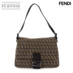 新品同様 フェンディ FENDI ズッキーノ マンマバゲット ショルダー バッグ キャンバス ベージュ ブラウン 8BR001 ガンメタ 金具 90308430