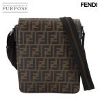 新品同様 フェンディ FENDI ズッカ ショルダー メッセンジャー バッグ PVC ブラウン ブラック 7VA215 シルバー 金具 Zucca Bag 90308437