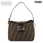 新品同様 フェンディ FENDI ズッカ マンマバゲット ショルダー バッグ キャンバス レザー ブラウン 26426 Mamma Baguette 90308462