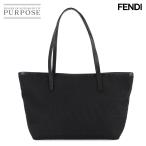 新品同様 フェンディ FENDI ズッキーノ トート バッグ キャンバス レザー ブラック 8BH075 ガンメタ 金具 Zucchino Tote Bag 90308500