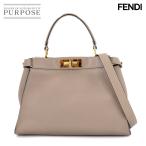 美品 フェンディ FENDI ピーカブー レギュラー 2way ハンド ショルダー バッグ レザー グレー 8BN290 ゴールド 金具 Peekaboo 90308520
