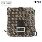 美品 フェンディ FENDI ズッキーノ ショルダー バッグ キャンバス レザー ブラウン 8BT075 シルバー 金具 Zucchino Shoulder Bag 90308533