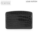  Louis Vuitton LOUIS VUITTON крокодил футляр для карточек экзотический кожа черный Card Case 90309228