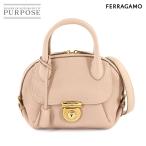 新品同様 サルヴァトーレ フェラガモ Salvatore Ferragamo フィアンマ 2way ハンド ショルダー バッグ レザー ベージュ 90309326