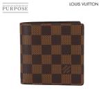 未使用 展示品 ルイ ヴィトン LOUIS VUITTON ダミエ ポルトフォイユ マルコ 二つ折り 財布 キャンバス エベヌ N61675 Marco 90309364