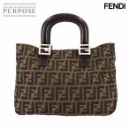新品同様 フェンディ FENDI ズッカ トート バッグ キャンバス レザー ブラウン 26329 ゴールド 金具 Zucca Tote Bag 90309953