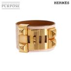 新品同様 エルメス HERMES クロコダイル アリゲーターマット コリエドシアン バングル ピンク B刻印 ピンクゴールド 金具 90310936
