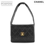 シャネル CHANEL マトラッセ ハンド バッグ ラムスキン ブラック ゴールド 金具 ヴィンテージ Matelasse Bag 90310988