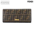 フェンディ FENDI ズッカ 三つ折り 長財布 PVC レザー ブラウン ブラック 8M0297 ゴールド 金具 Long Wallet 90311134