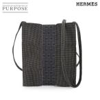 美品 エルメス HERMES エールライン ポシェット ショルダー バッグ キャンバス グレー Herline Pochette 90311203