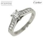 カルティエ Cartier ソリテール ダイヤ 0.41ct G/VS1/3EX #45 リング Pt 指輪 Solitaire Diamond Ring 【証明書・鑑定書付き】 90311302