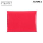 新品同様 エルメス HERMES カルヴィ デュオ カードケース シェーブルシャムキラ ローズエクストリーム B刻印 シルバー 金具 90311629