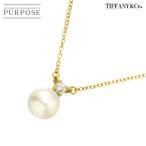 ティファニー TIFFANY&amp;Co. アコヤ真珠 6.8mm ダイヤ ネックレス 41cm K18 YG イエローゴールド 750 パール Necklace 90311799