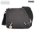フェンディ FENDI ズッキーノ ショルダー バッグ キャンバス レザー ブラック 8BT099 ゴールド 金具 Zucchino Shoulder Bag 90312354