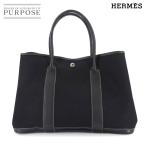 エルメス HERMES ガーデンパーティ 36 PM トート バッグ トワルオフィシェ レザー ブラック T刻印 シルバー 金具 Garden Party PM 90312460