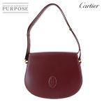 美品 カルティエ Cartier マストライン ショルダー バッグ レザー ボルドー ゴールド 金具 Must Line Shoulder Bag 90313231